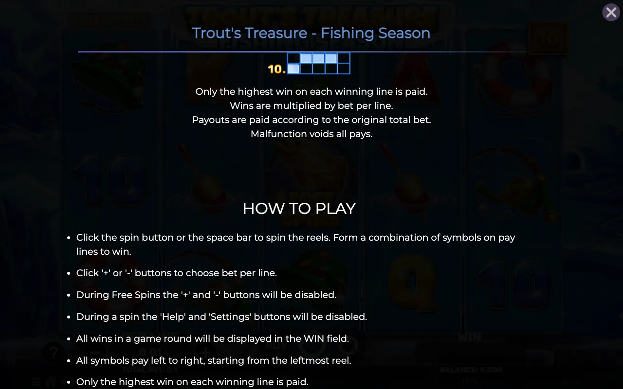 Game rules, page 6 — Trouts Treasure Fishing Season