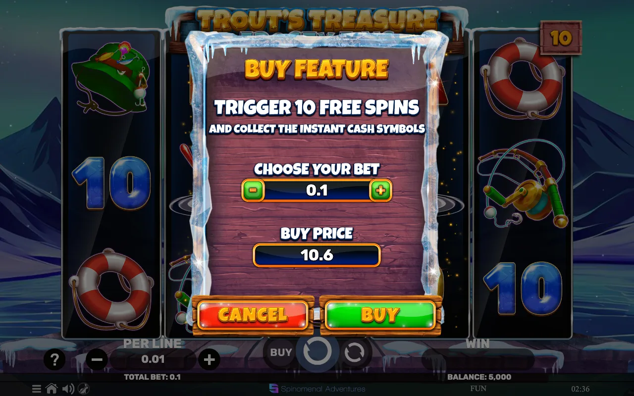 Buying the feature — Trouts Treasure Frosty Fins