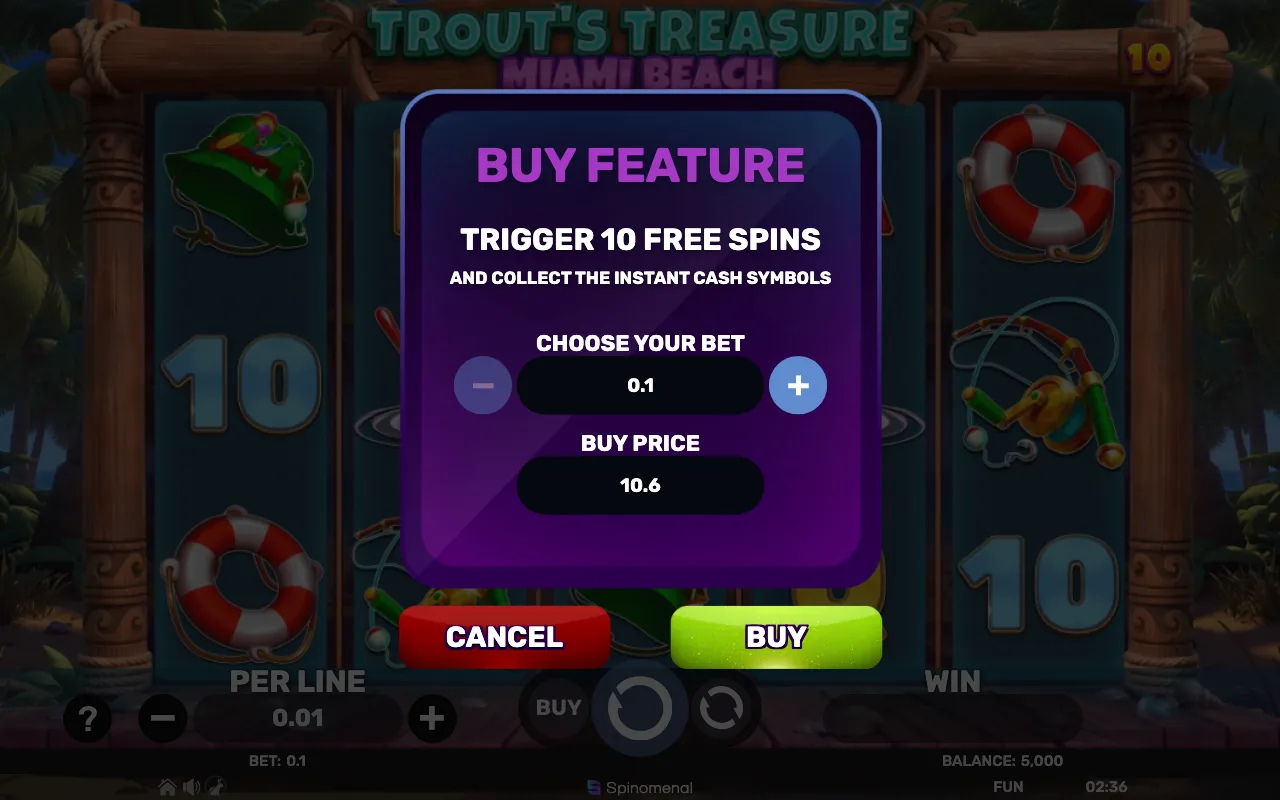 Buying the feature — Trouts Treasure Miami Beach