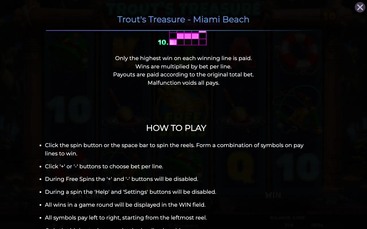Game rules, page 6 — Trouts Treasure Miami Beach