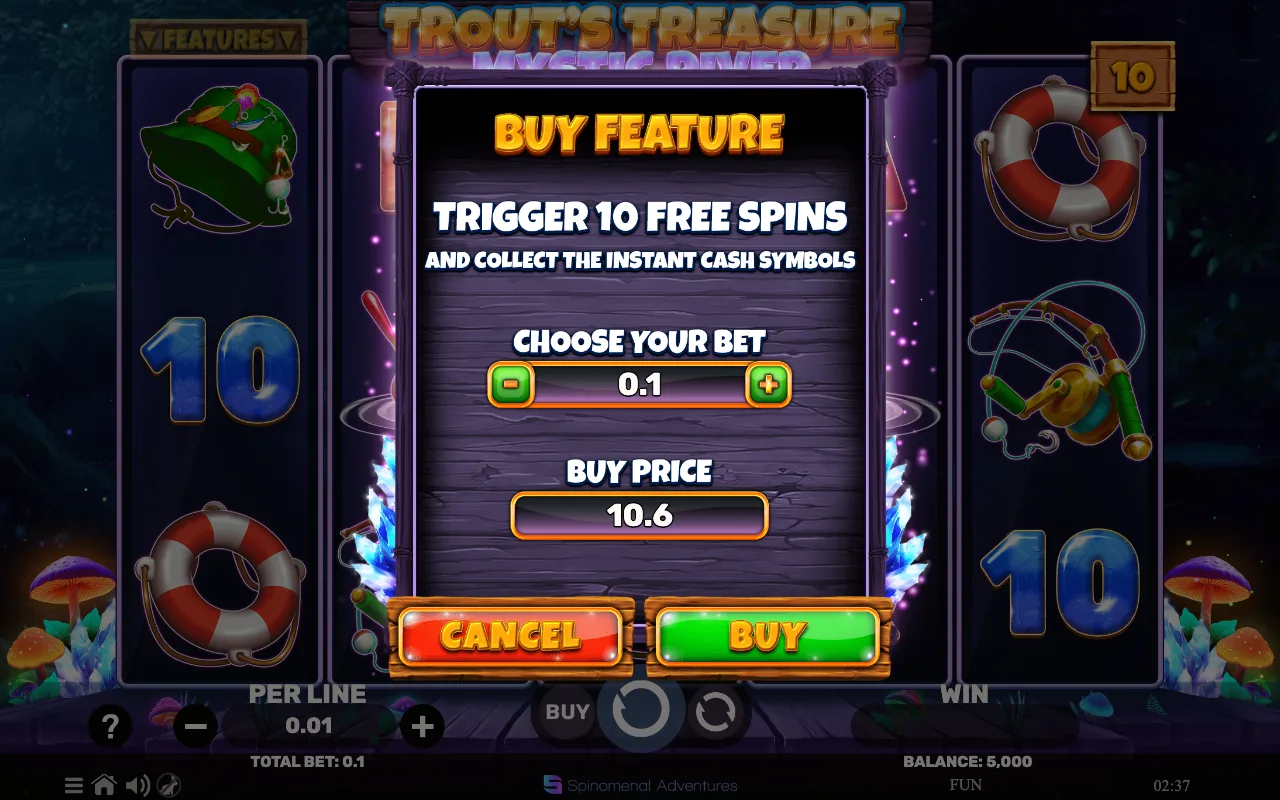 Buying the feature — Trouts Treasure Mystic River