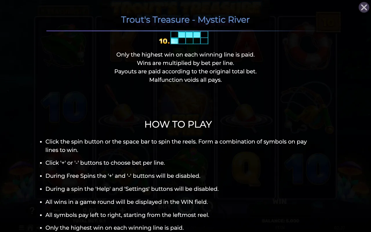 Game rules, page 6 — Trouts Treasure Mystic River