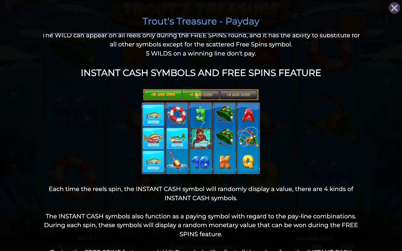 Game rules, page 2 — Trouts Treasure Payday