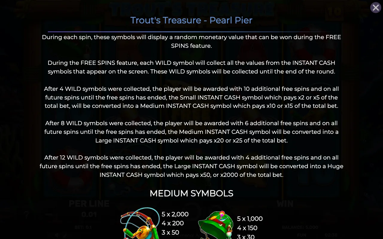 Game rules, page 3 — Trouts Treasure Pearl Pier