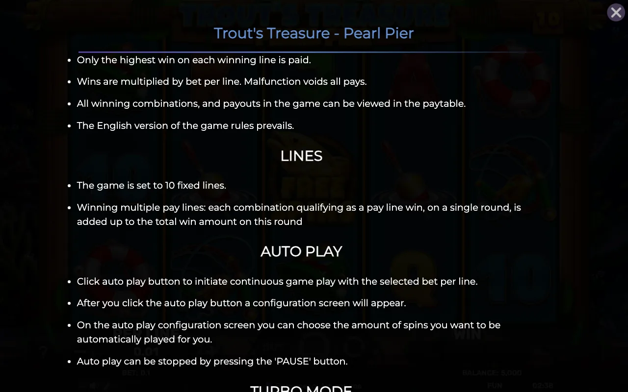Lines — Trouts Treasure Pearl Pier