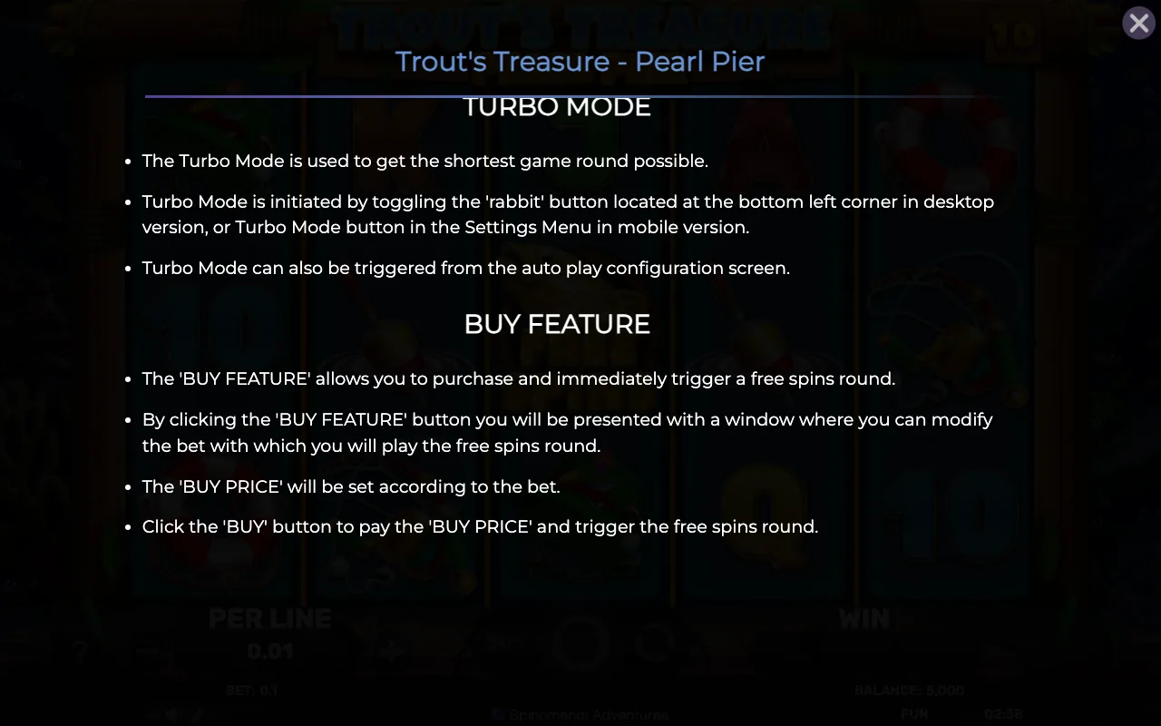 Buy feature — Trouts Treasure Pearl Pier
