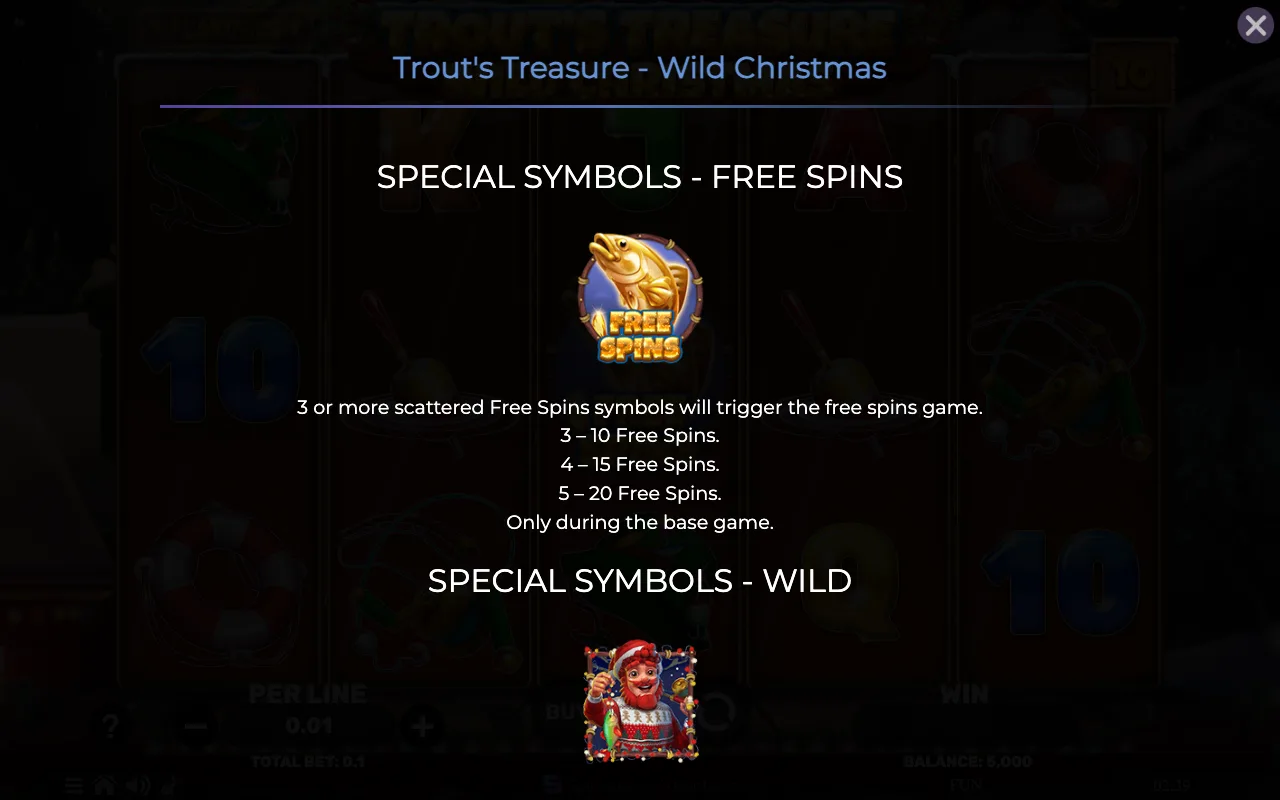Special symbols - free spins — Trouts Treasure Wild Christmas