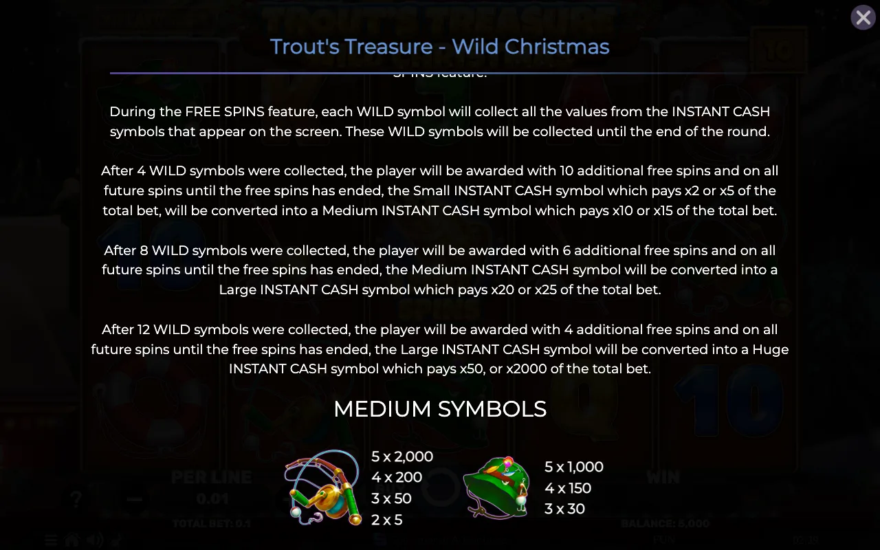 Game rules, page 3 — Trouts Treasure Wild Christmas