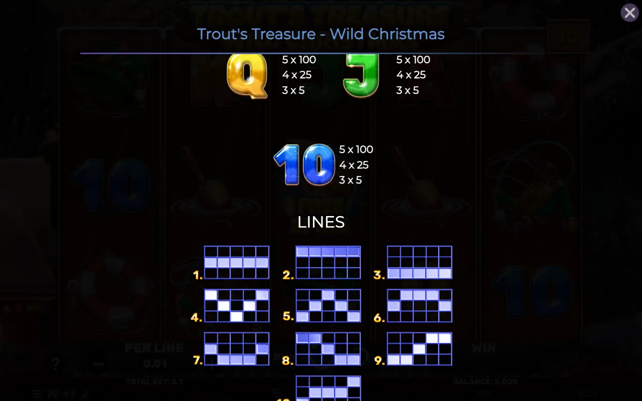 Game rules, page 5 — Trouts Treasure Wild Christmas