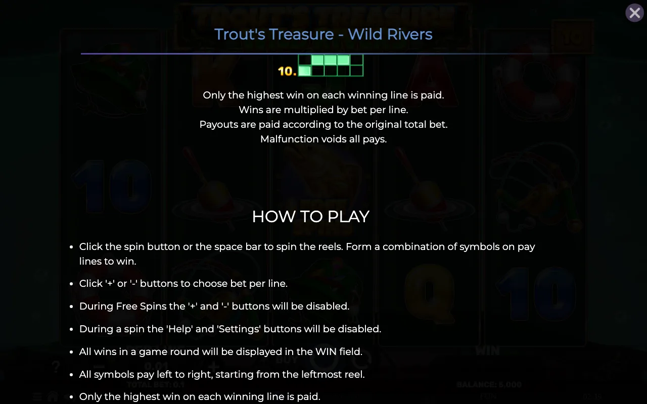 Game rules, page 6 — Trouts Treasure Wild Rivers