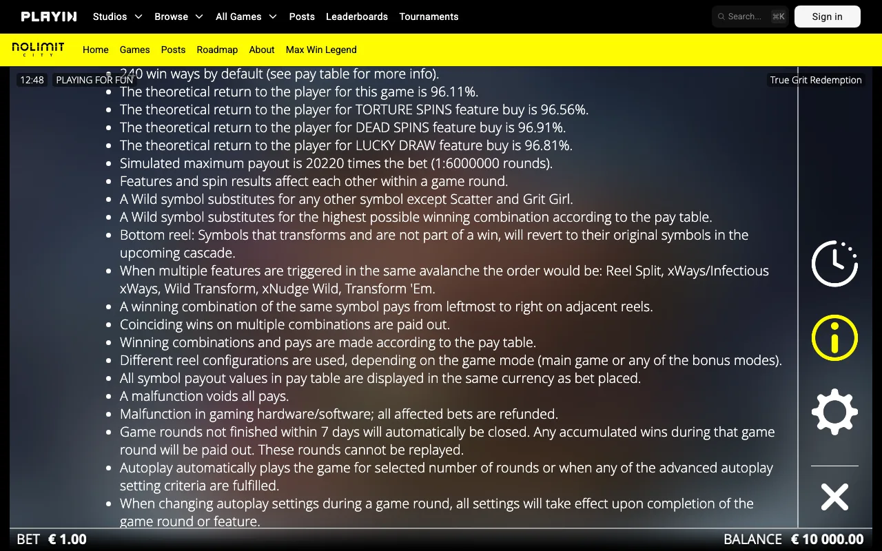 Game rules, page 3 — True Grit Redemption