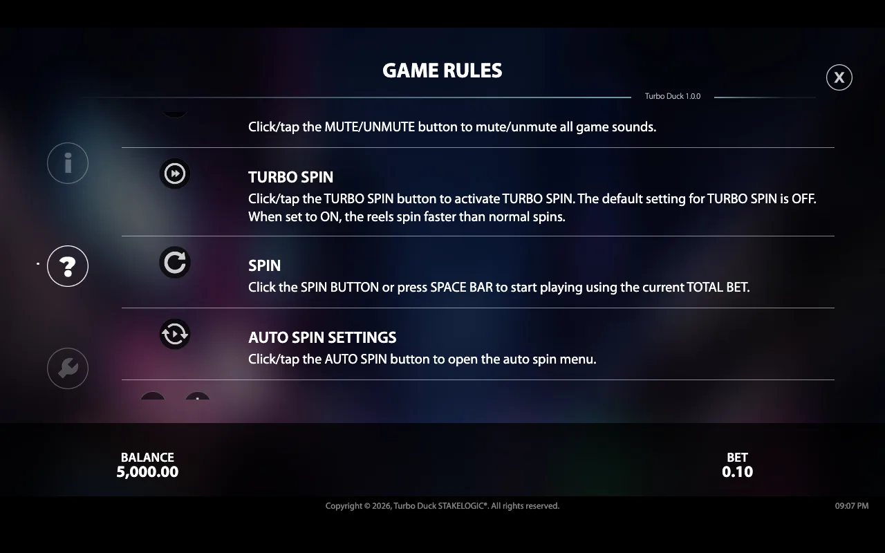 Game rules — Turbo Duck