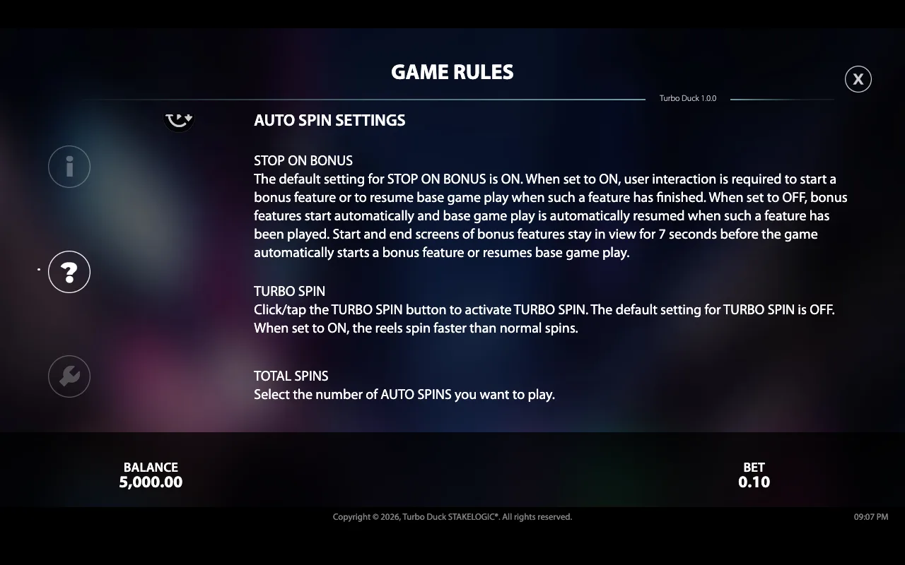Game rules — Turbo Duck