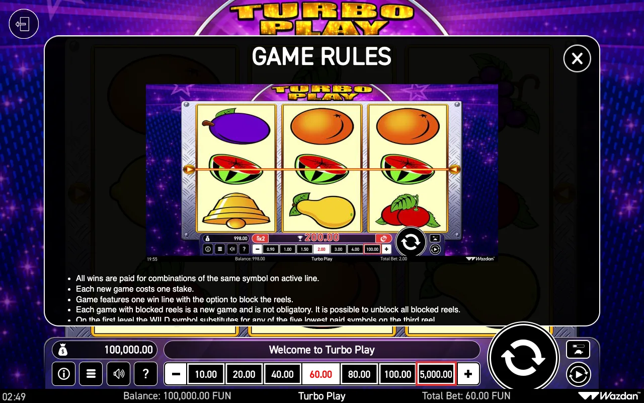 Game rules, page 2 — Turbo Play