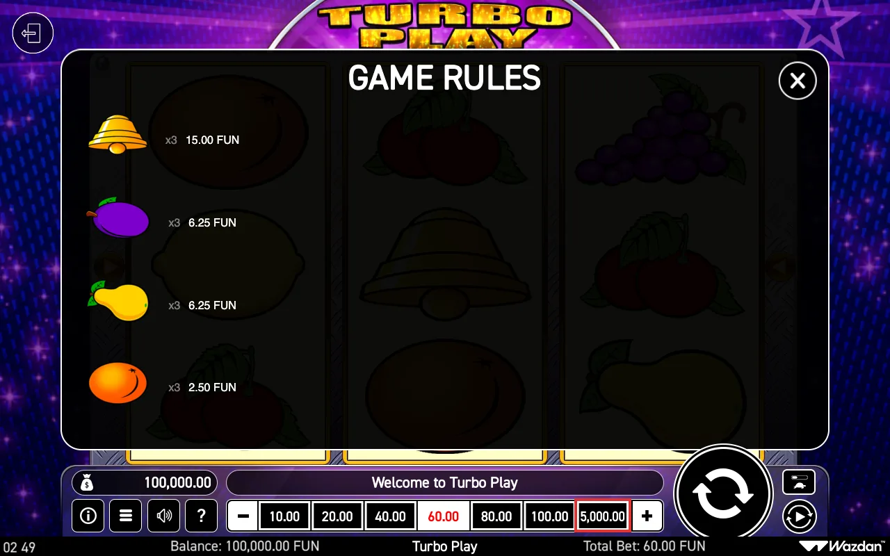 Game rules — Turbo Play