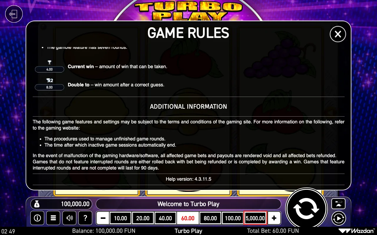 Game rules, page 7 — Turbo Play