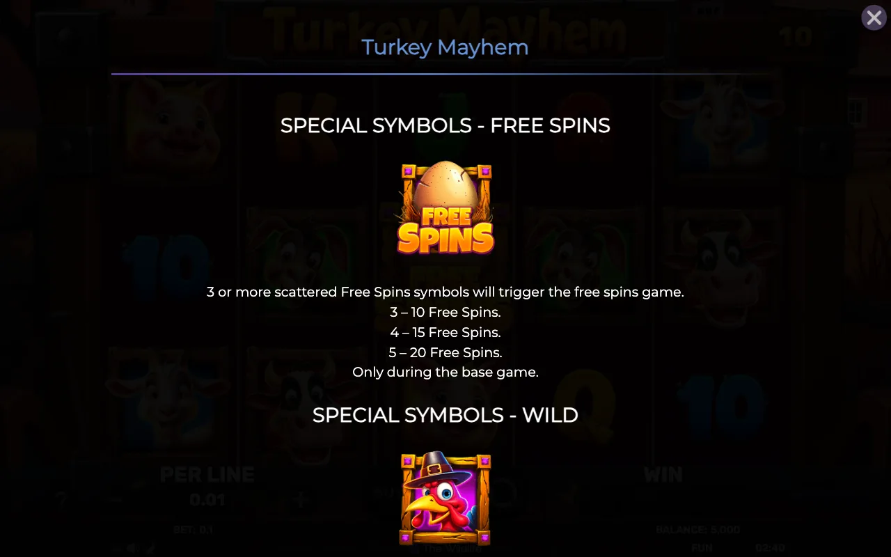 Special symbols - free spins — Turkey Mayhem