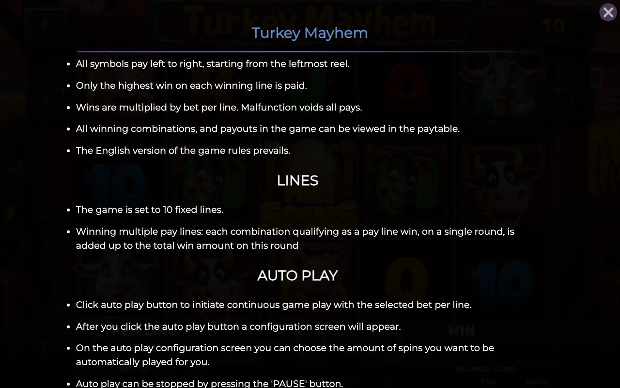 Game rules, page 7 — Turkey Mayhem