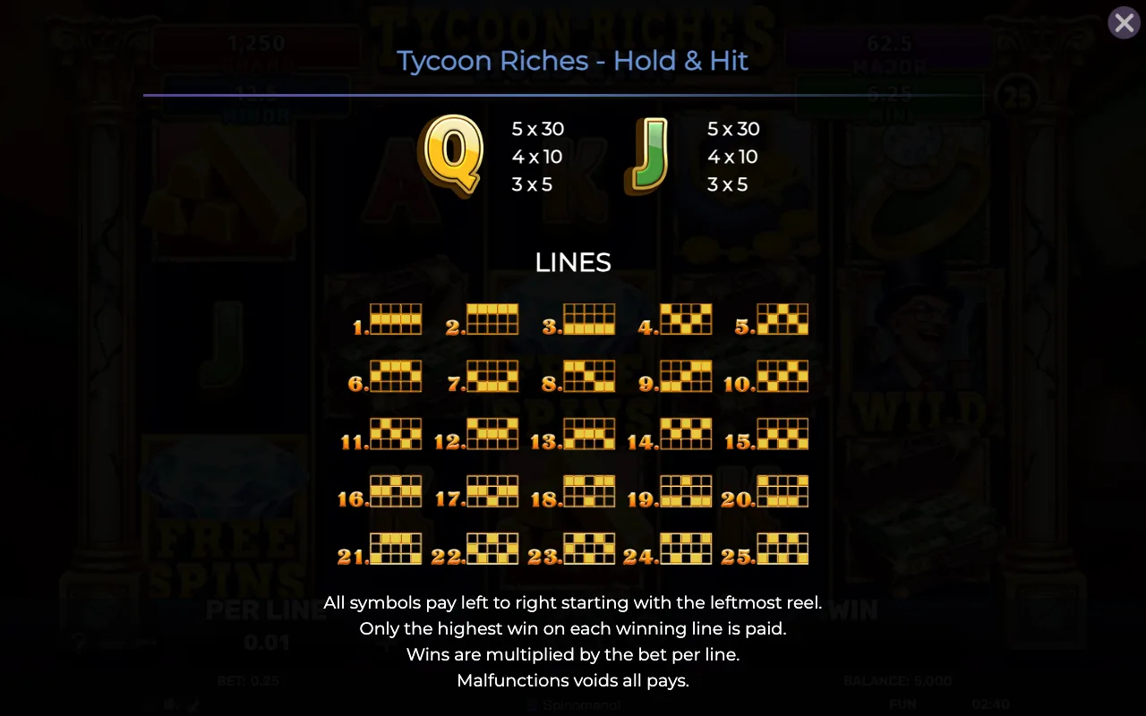 Lines — Tycoon Riches Hold Hit