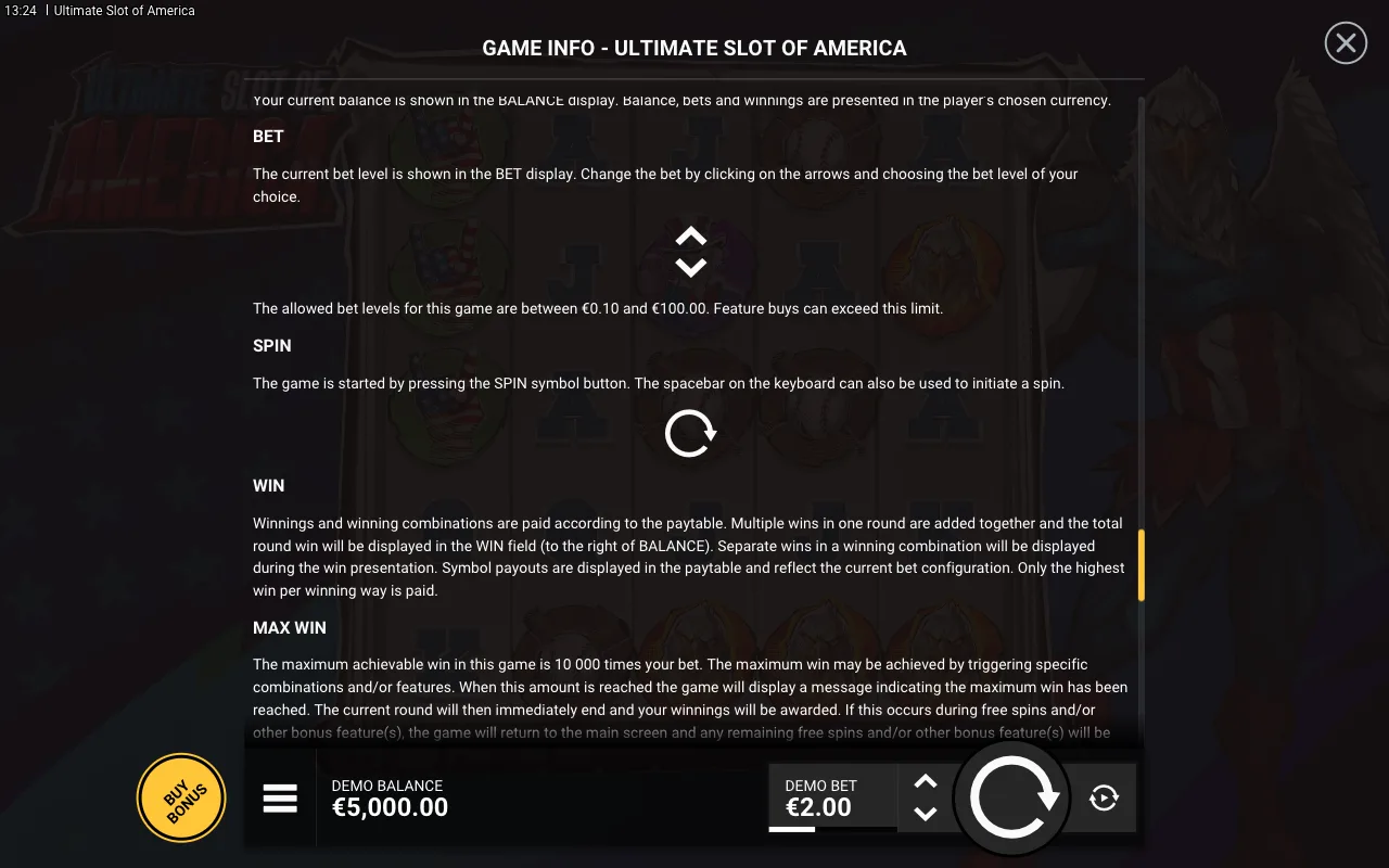 Game rules, page 7 — Ultimate Slot of America