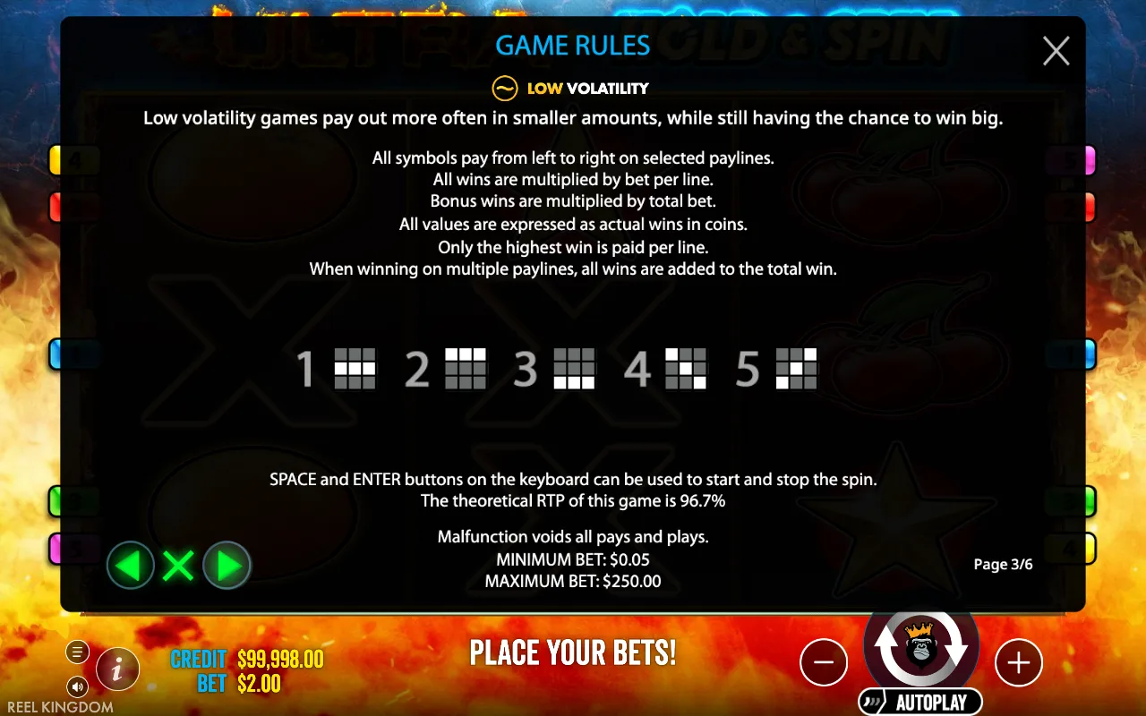 Game rules, page 3 — Ultra Hold and Spin