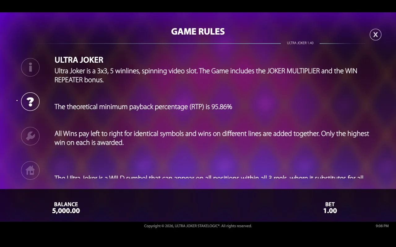 Game rules — Ultra Joker