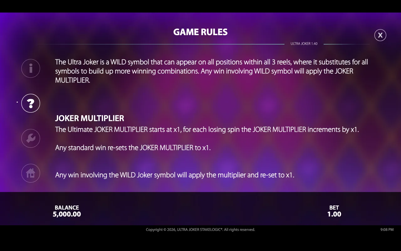 Game rules — Ultra Joker