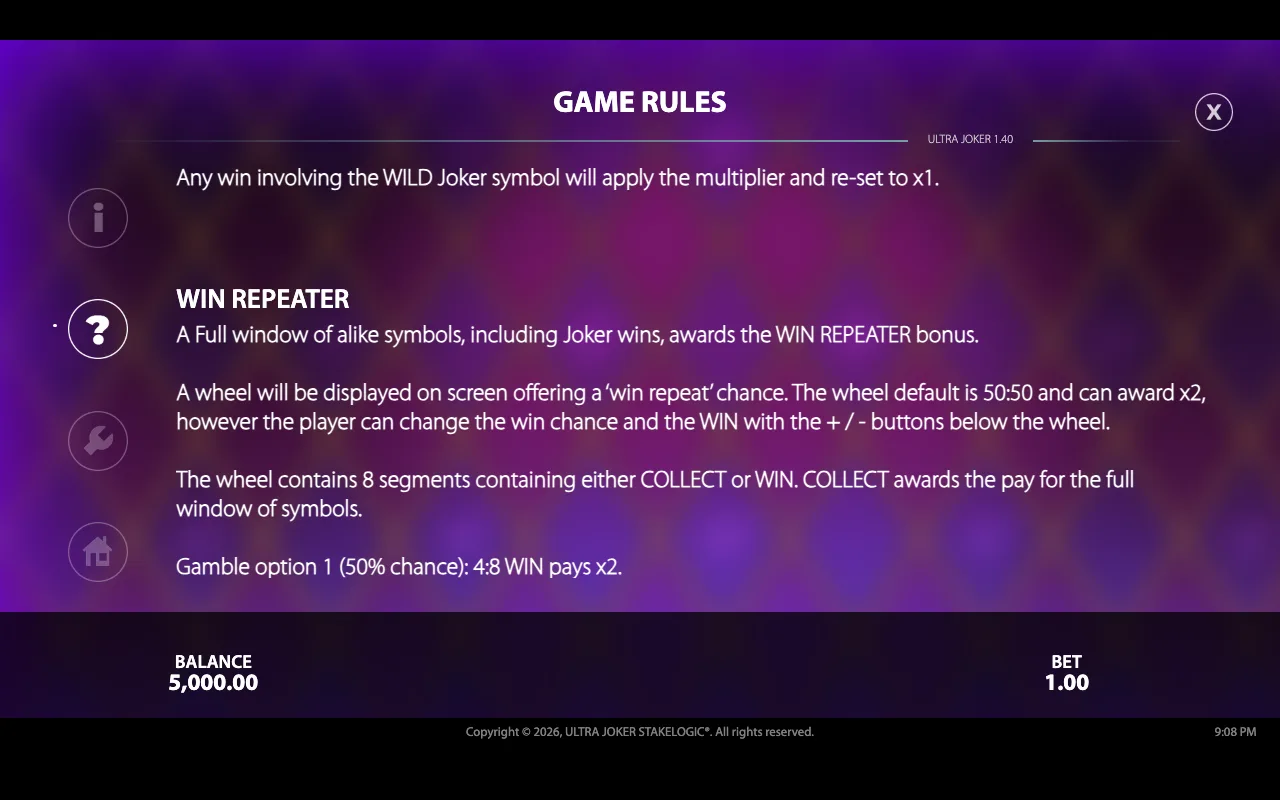 Game rules — Ultra Joker