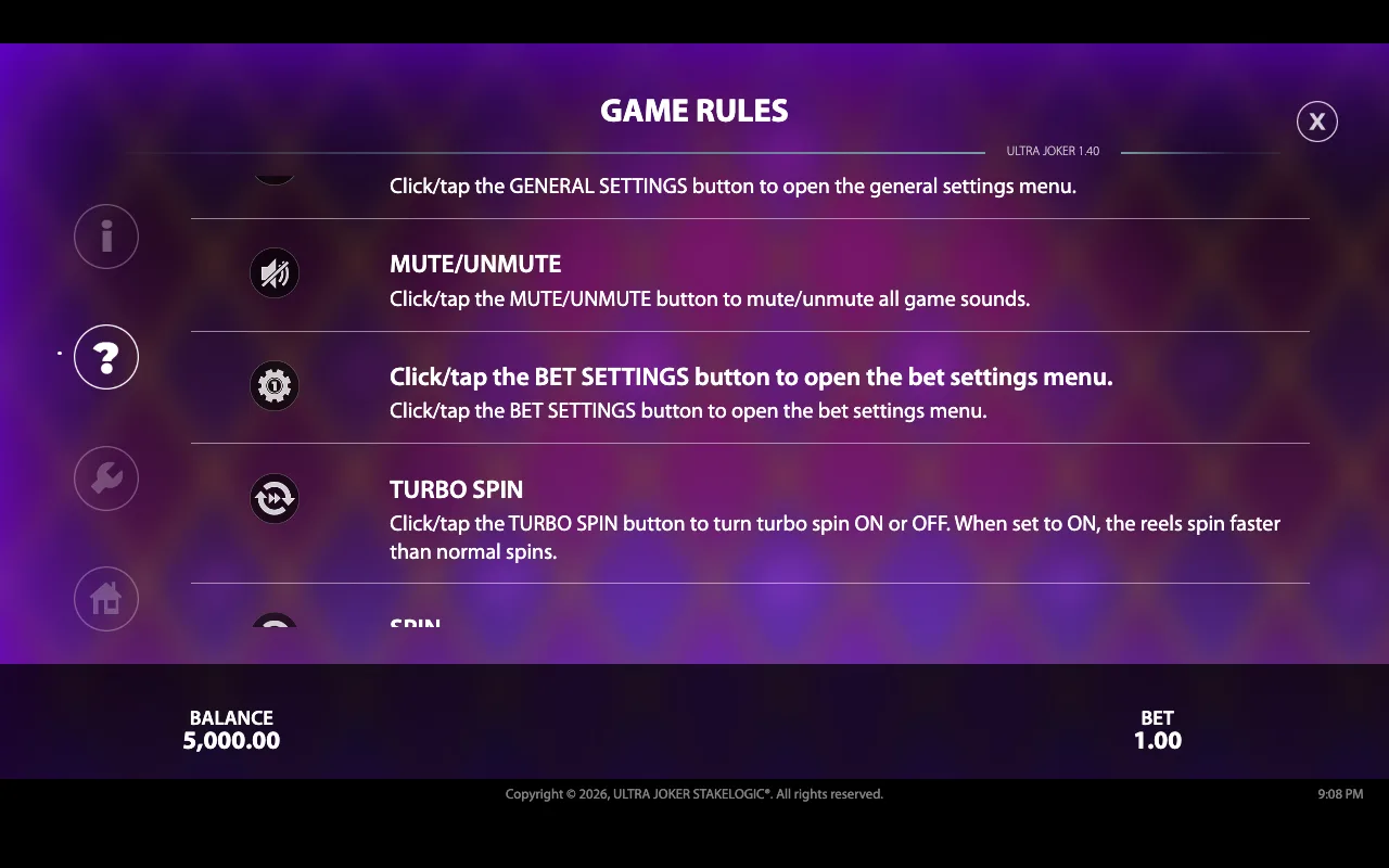 Game rules — Ultra Joker