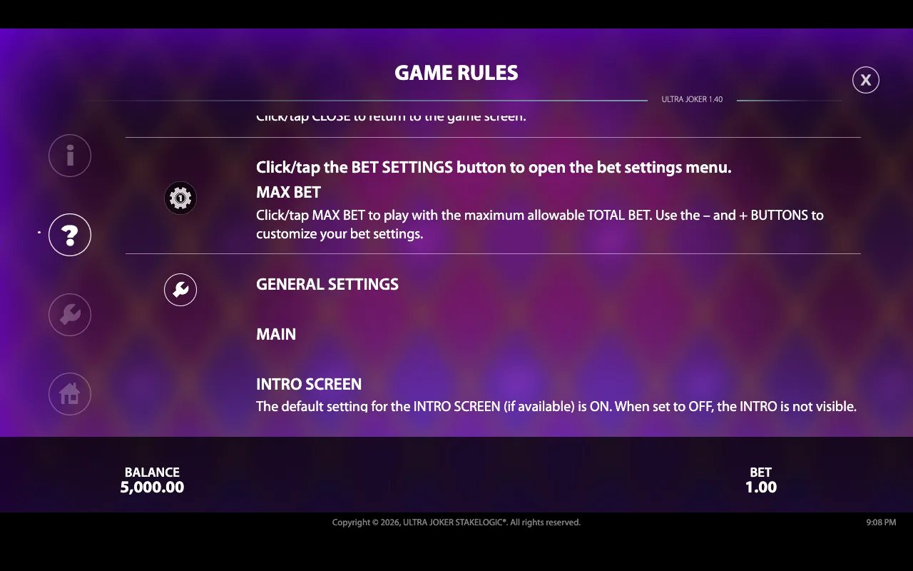 Game rules — Ultra Joker