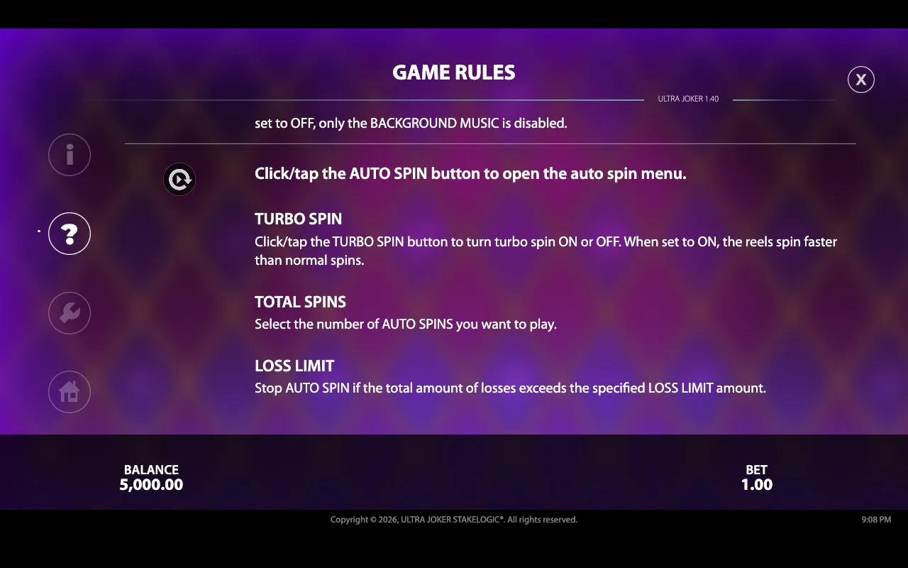 Game rules — Ultra Joker