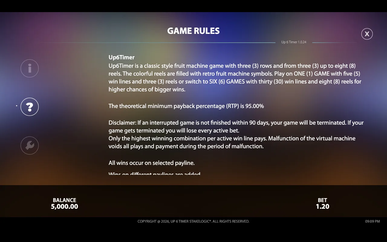 Game rules — Up6timer