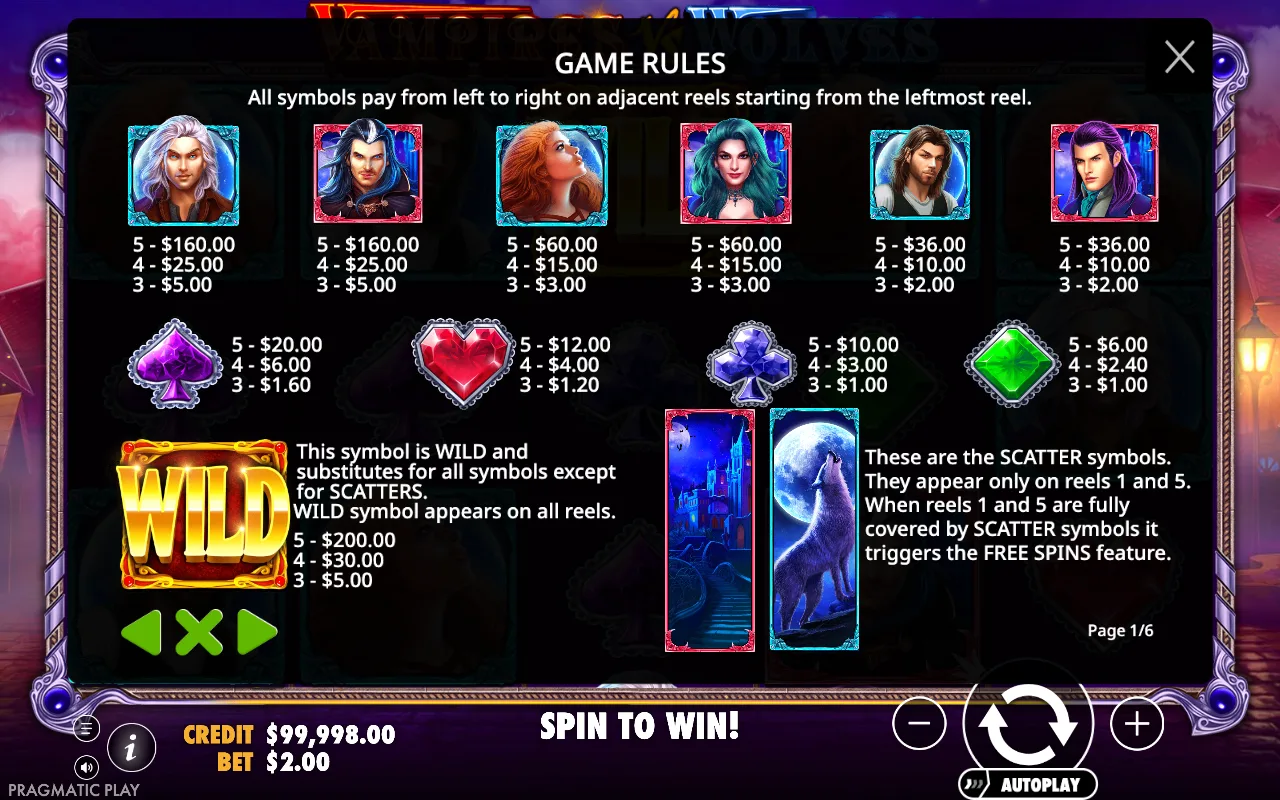 Game rules, page 1 — Vampires vs Wolves
