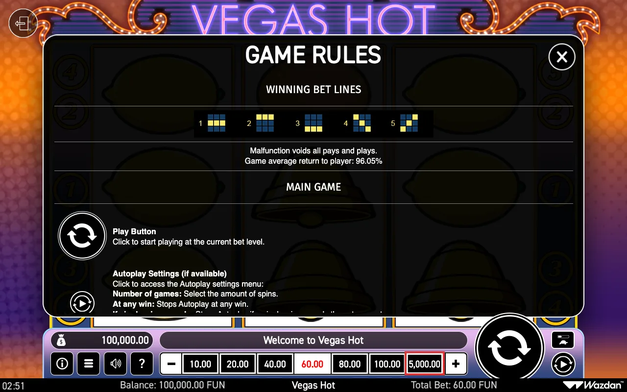 Game rules, page 4 — Vegas Hot
