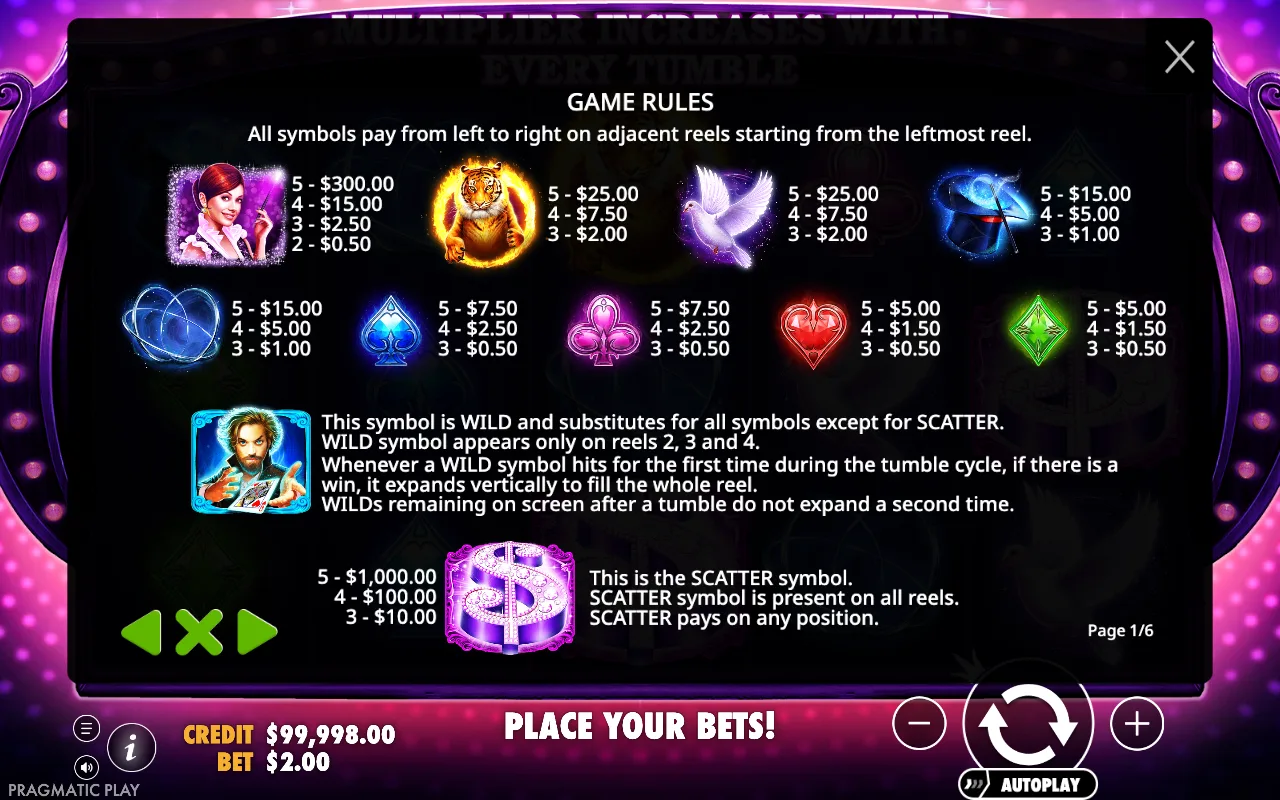 Game rules — Vegas Magic