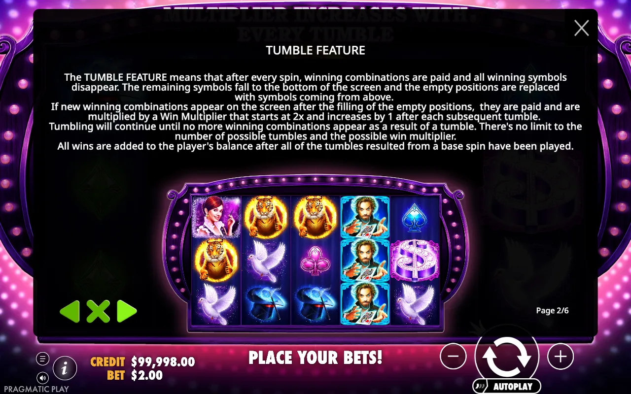Tumble feature — Vegas Magic