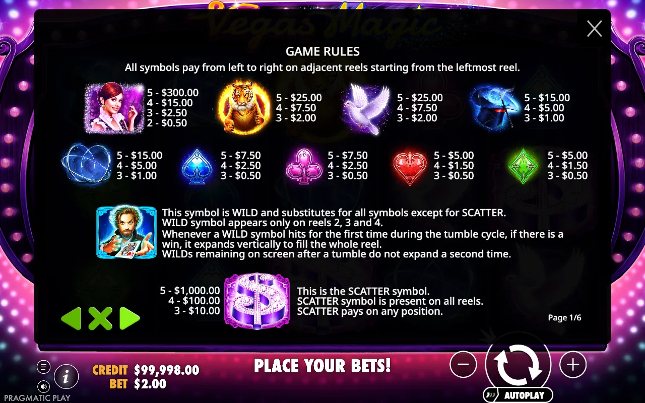 Game rules — Vegas Magic