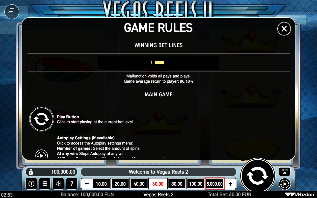 Game rules, page 4 — Vegas Reels ii
