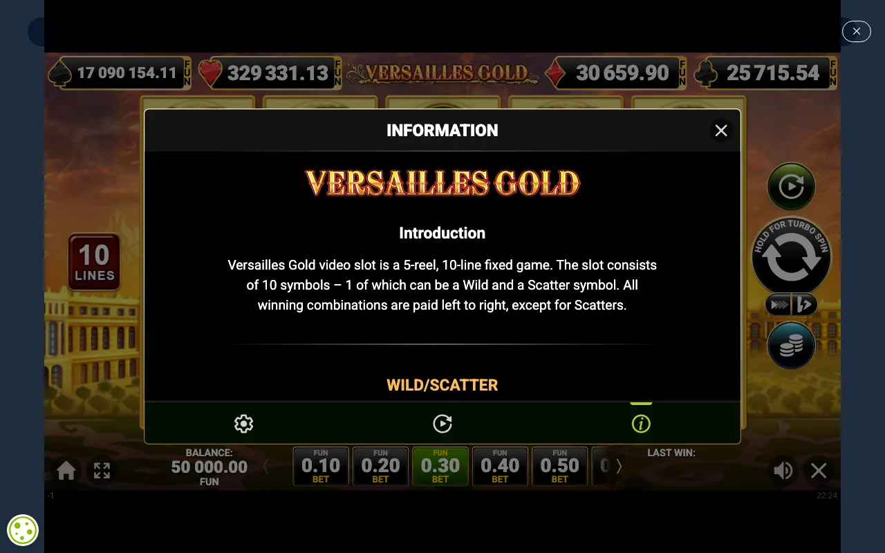 Game rules, page 1 — Versailles Gold