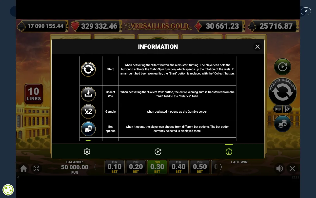 Game rules, page 6 — Versailles Gold