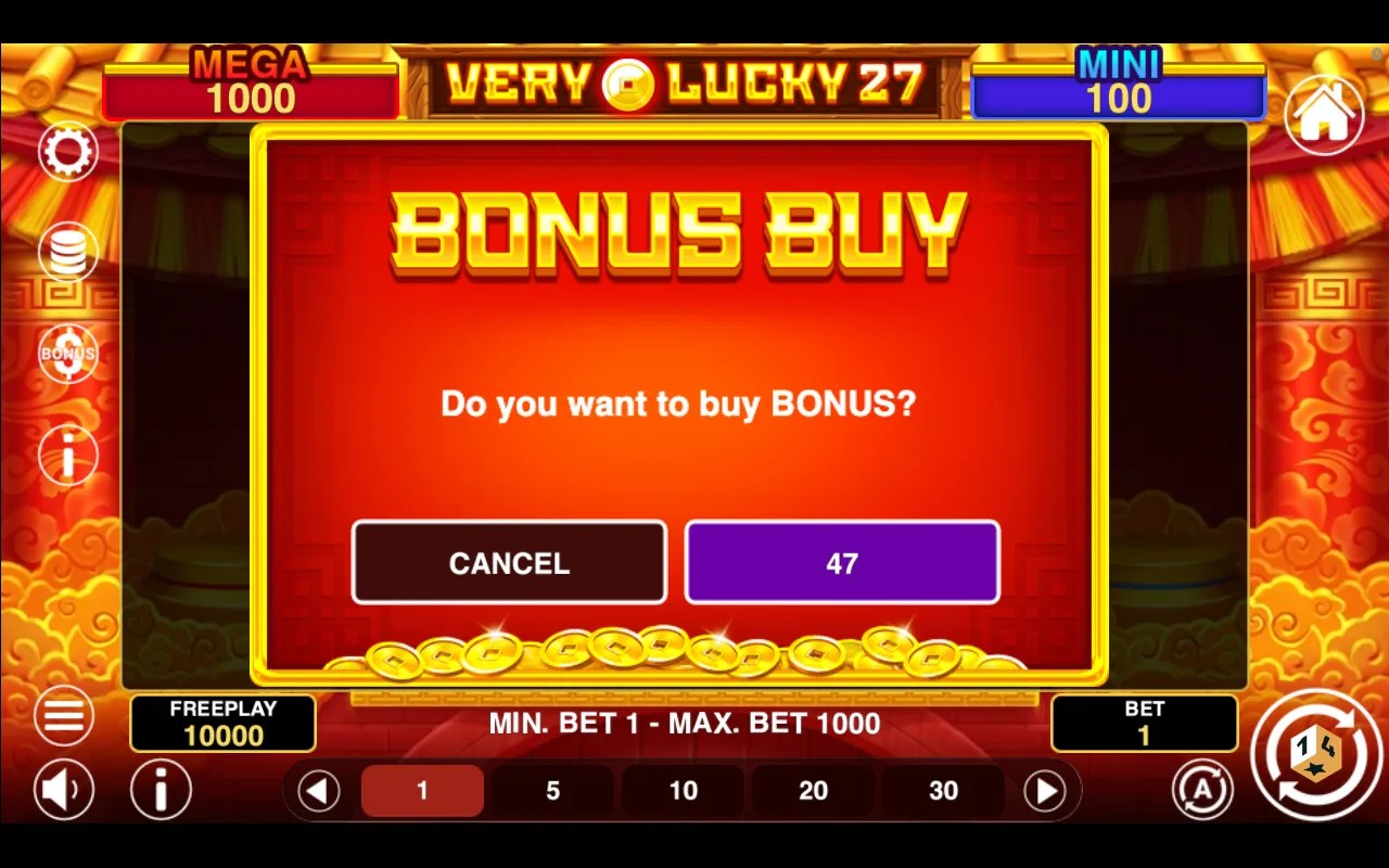 Buying the feature — Very Lucky 27 Hold And Win