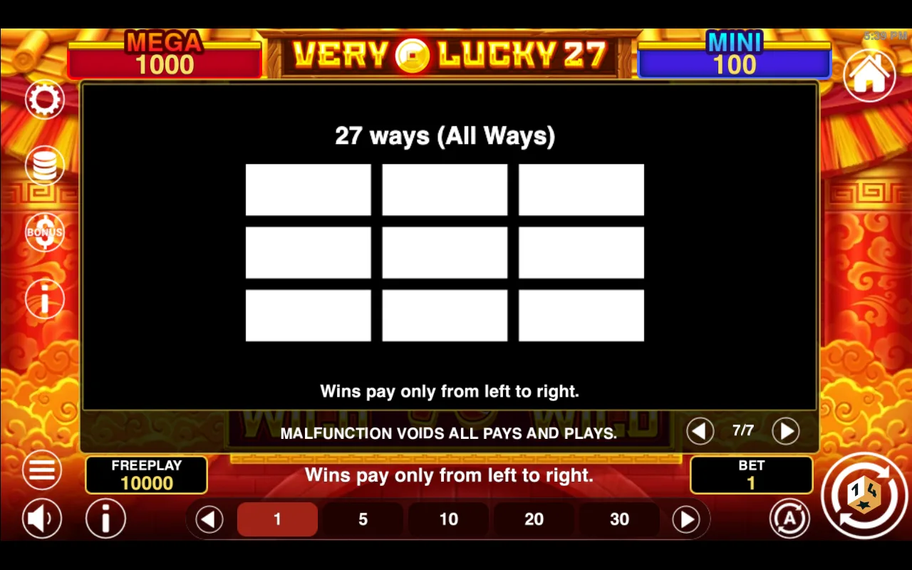 Game rules, page 7 — Very Lucky 27 Hold And Win