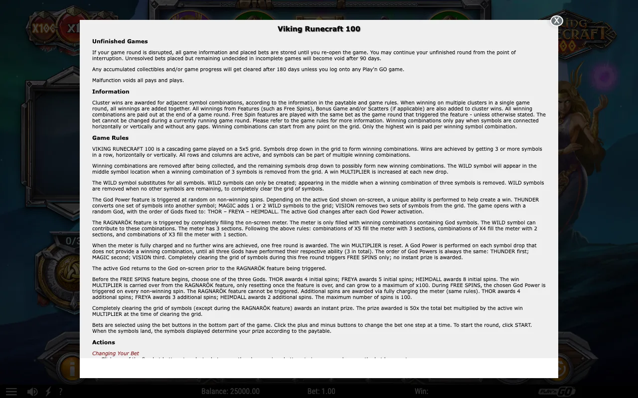 Game rules, page 1 — Viking Runecraft 100