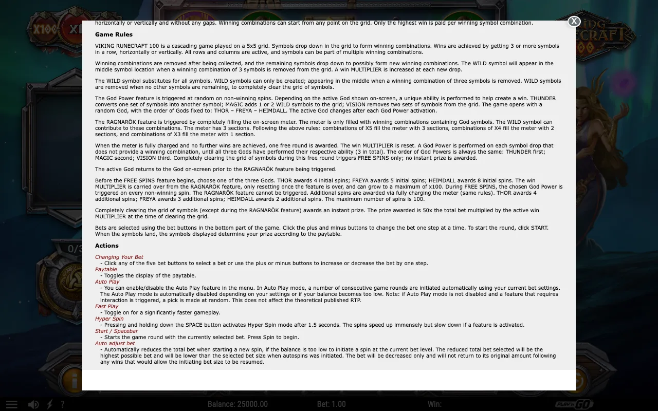 Game rules, page 2 — Viking Runecraft 100