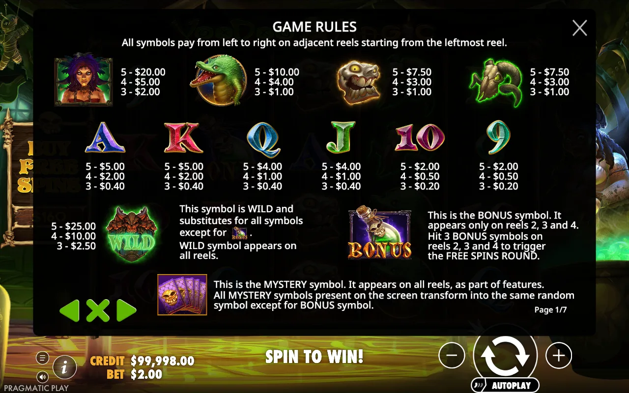 Game rules, page 1 — Voodoo Magic
