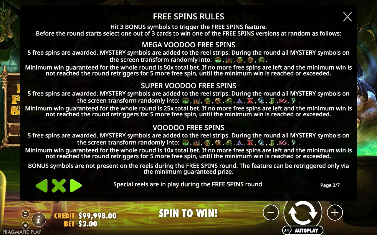 Game rules, page 2 — Voodoo Magic