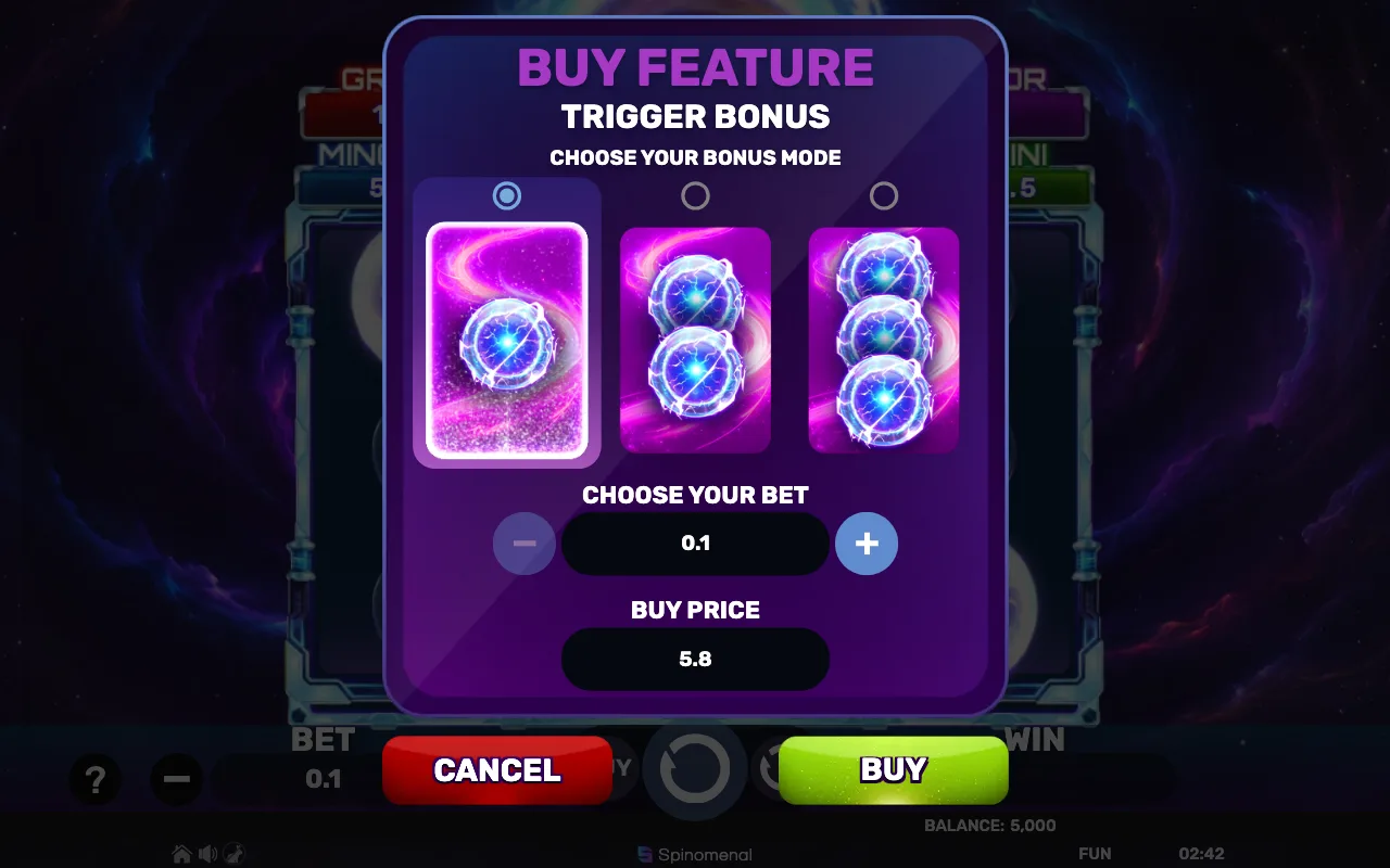 Buying the feature — Vortex Pulse Bonus Flash 3x3