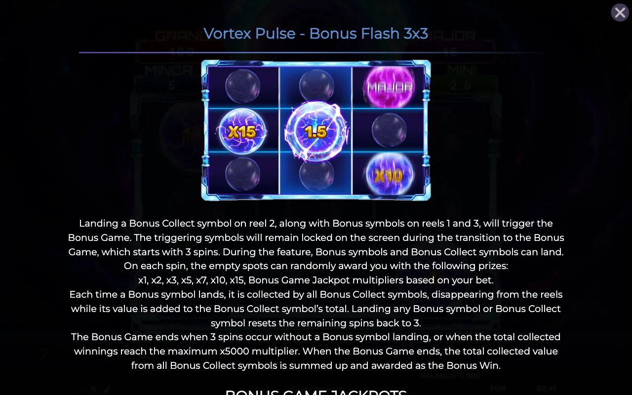 Game rules, page 2 — Vortex Pulse Bonus Flash 3x3