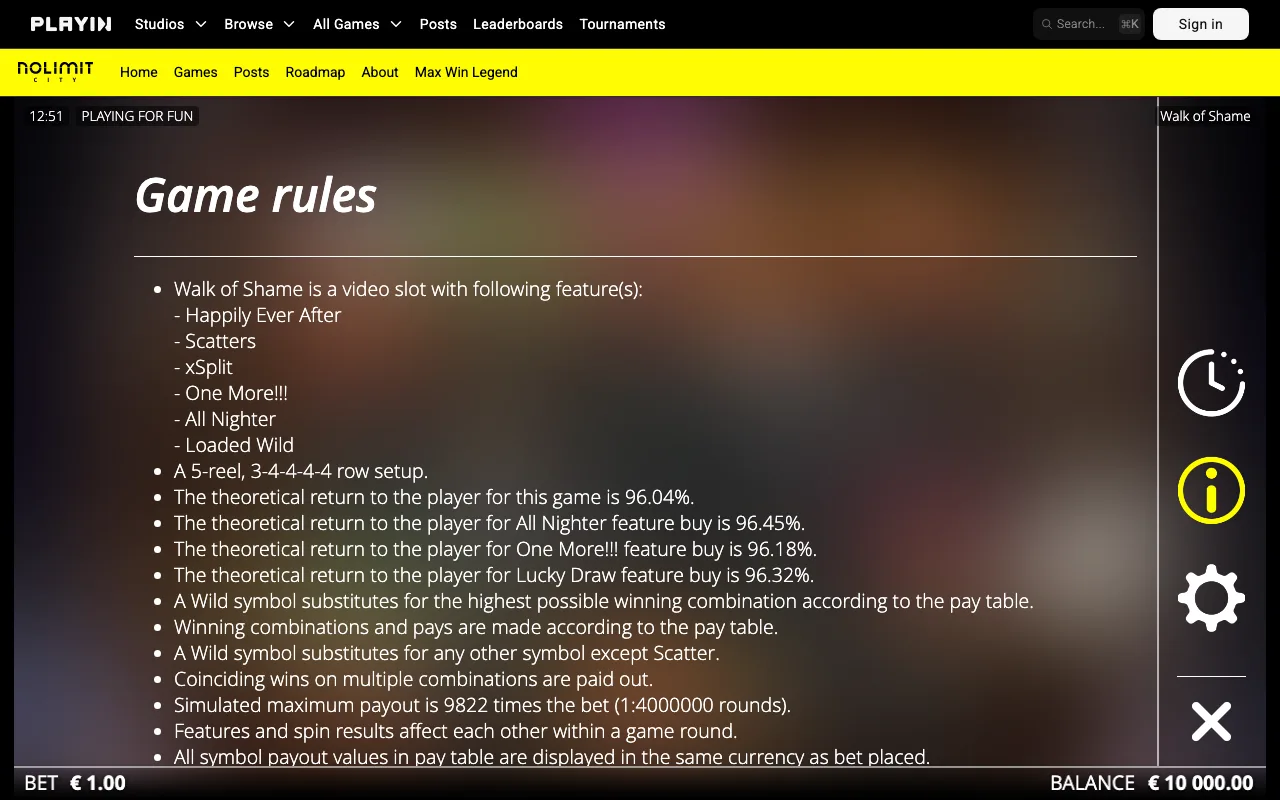 Game rules, page 1 — Walk of Shame