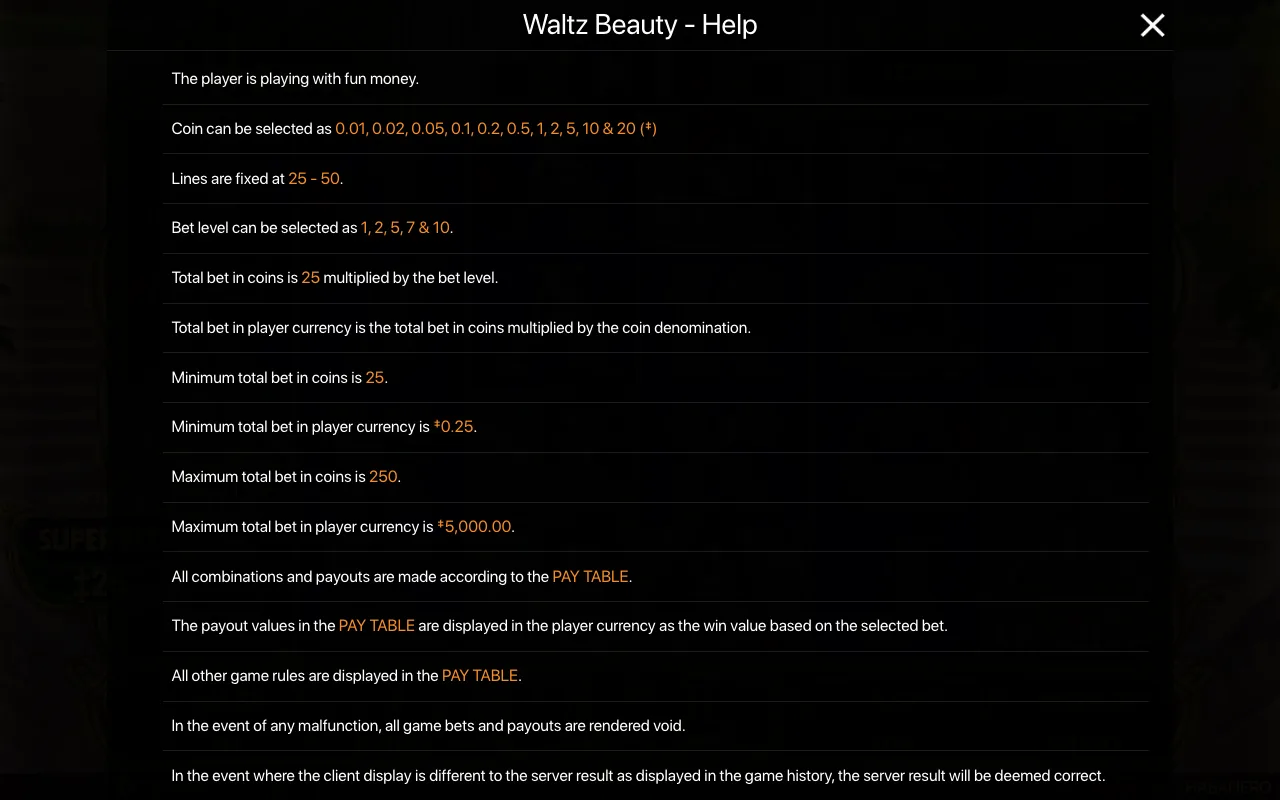 Spielregeln, Seite 1 — Waltz Beauty